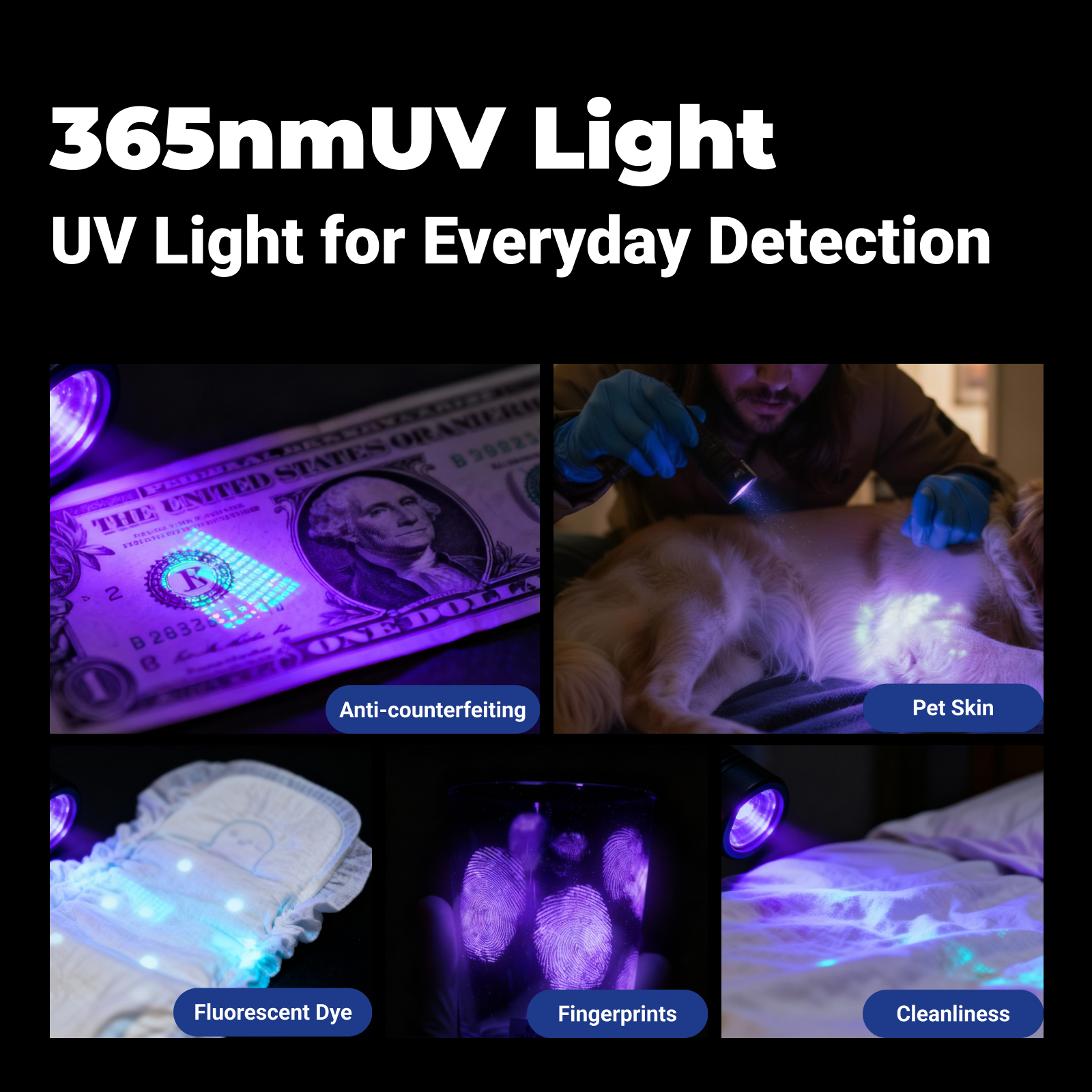 S015 - 365nm UV Blacklight Flashlight (800mAh)